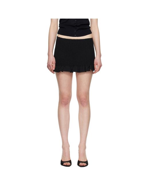 GUIZIO Black Apolline Smocked Miniskirt