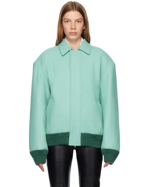 Acne Green Blue Embroidered Bomber Jacket