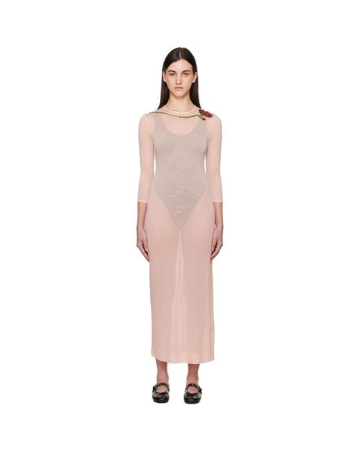 Simone Rocha Black Fitted Ballet Mesh Column Maxi Dress