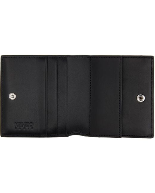 KENZO Black Paris Mini Varsity Leather Wallet for men