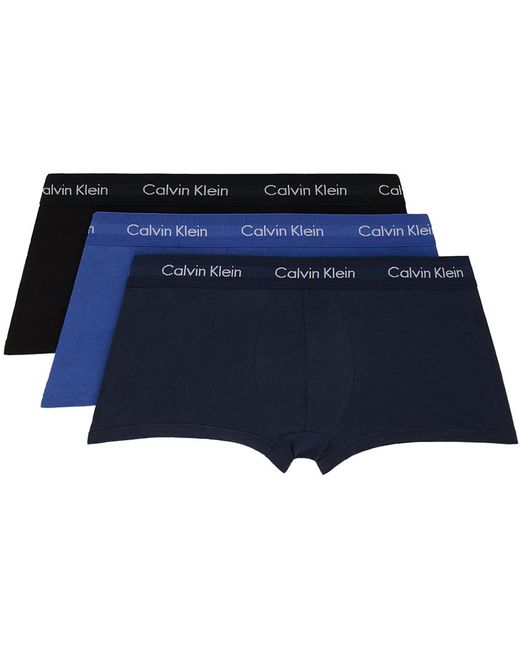 Calvin Klein Blue Three-pack Multicolor Low-rise Boxers for men