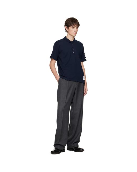 Thom Browne Blue Milano Cotton 4-Bar Polo for men