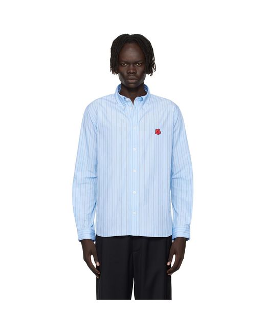 KENZO Blue Paris 'Boke Flower' Embroidered Casual Shirt for men