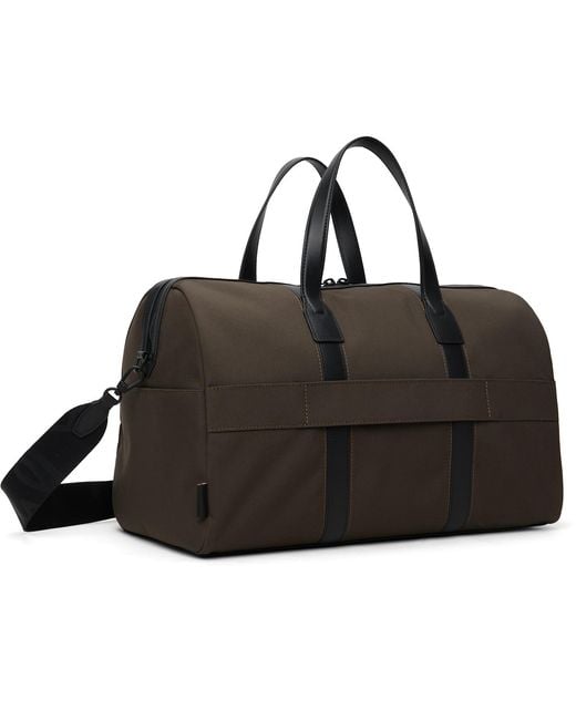 Paul Smith Black Khaki Cordura Laser 'Signature Stripe' Duffle Bag for men