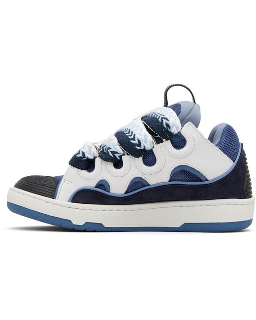 Lanvin Blue Curb Leather Sneakers for men