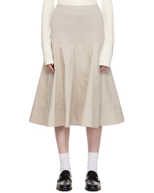 3.1 Phillip Lim Natural Gray Paneled Midi Skirt