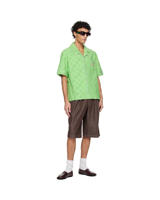 Casablanca Green Monogram Short Sleeve Shirt for men
