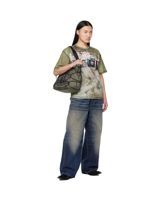 DIESEL Black Khaki All-Over Prints & Patches Relaxed T-Shirt for men