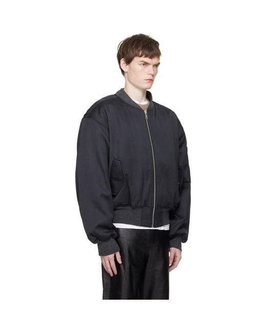 Entire studios Black Cropped Broad Suiting Bomber Jacket for men