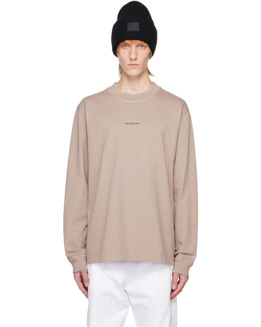 Acne Multicolor Beige Printed Long Sleeve T-shirt for men