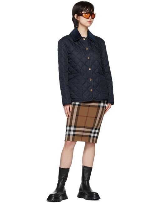 Burberry Black Cotton Midi Skirt