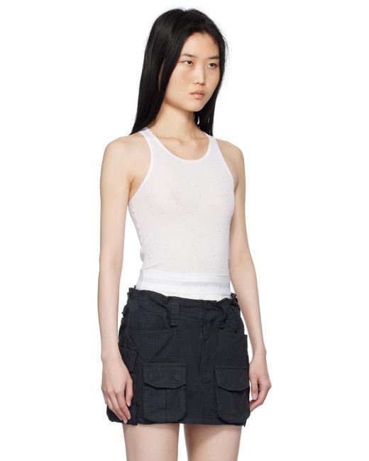 Alexander Wang Black Crystal Hotfix Racer Tank Top