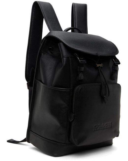 COACH Black League Flap Backpack for men
