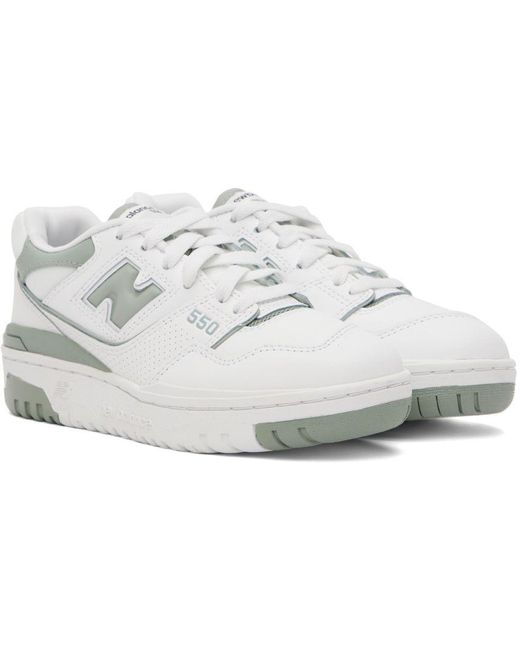 New Balance White & Grey 550 Sneakers in Black Lyst