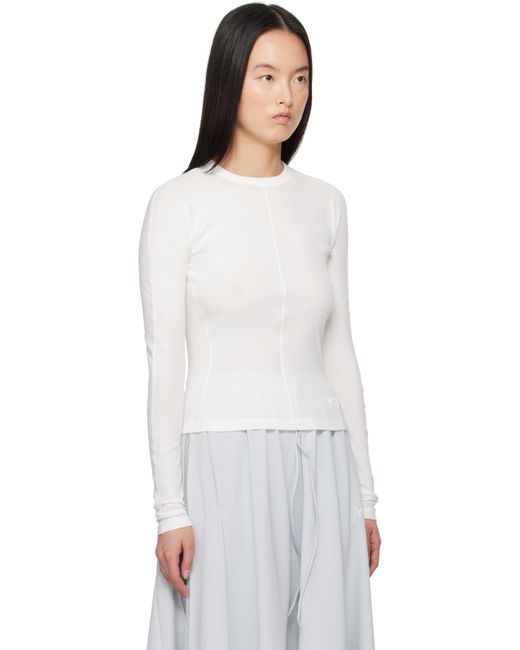 Y-3 White Fitted Long Sleeve T-Shirt