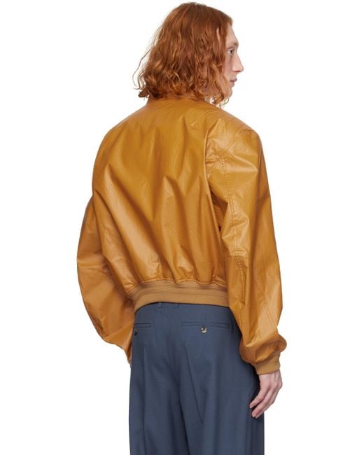 RECTO. Orange Motorcycle Bomber Jacket for men