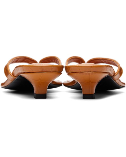 Totême Black Croco-Embossed Flip Flop Heeled Sandals