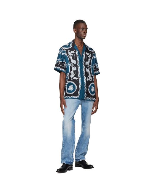 Versace Blue Studded Jeans for men