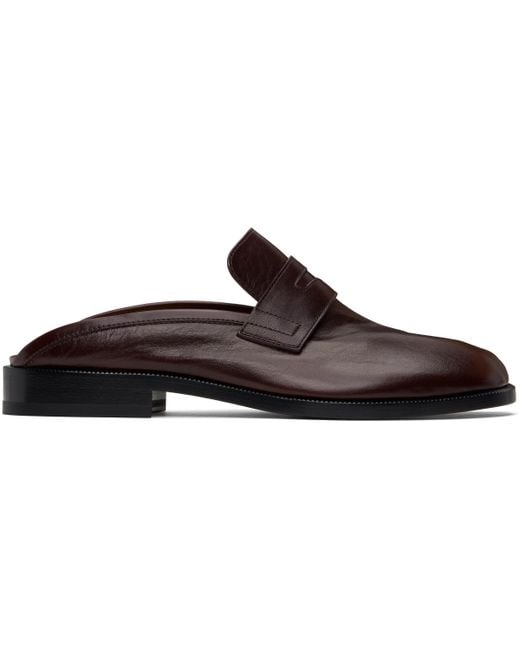 メンズ Maison Margiela バーガンディ Tabi City ローファー ミュール Black