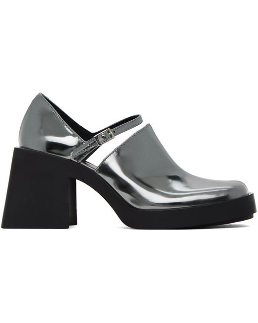 Chaussures à talon bottier kim argentées Justine Clenquet en coloris Black