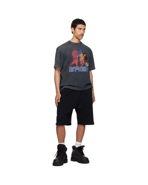 Off-White c/o Virgil Abloh Black Heraldic Arrow Skate Sweat Shorts for men