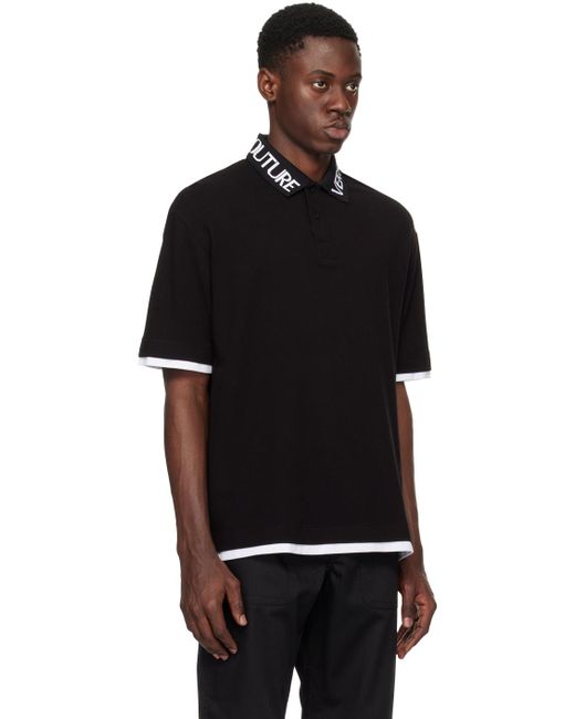 Versace Black Intarsia Polo for men