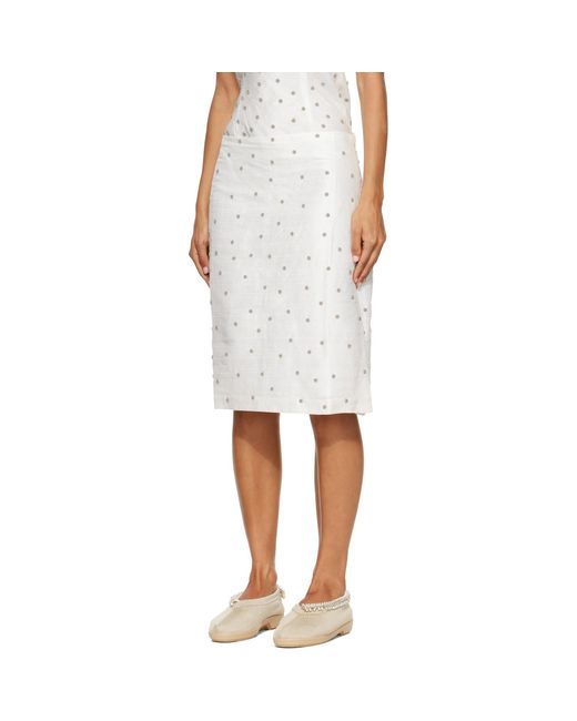 RESCHA White Ssense Exclusive Agarra Embroidered Midi Skirt