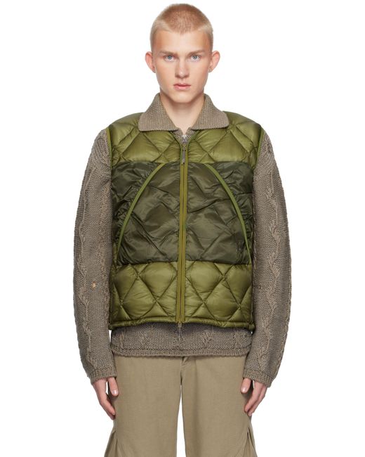Roa Green Khaki Light Down Vest for men