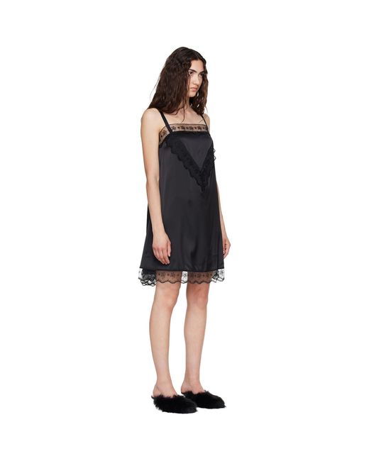 Simone Rocha Black Square Neck Lace Trim Minidress