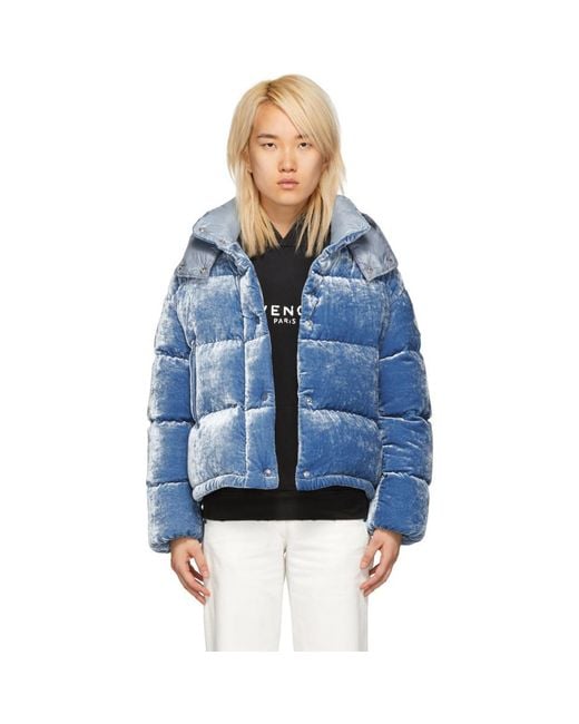 Moncler Blue Velvet Down Caille Jacket