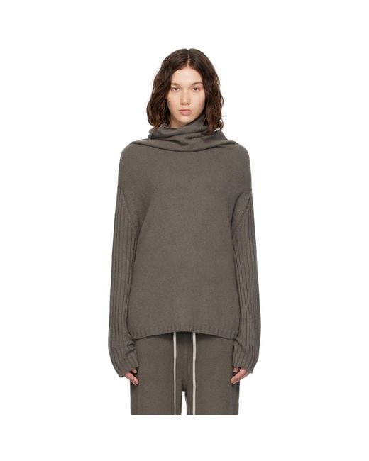 Rick Owens Black Concordians Rasato Cashmere Knit Turtleneck