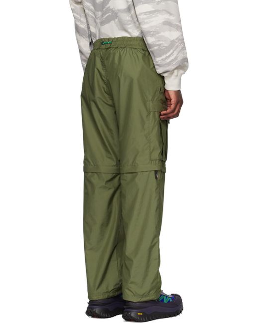 3 MONCLER GRENOBLE Green Khaki Zip Panel Cargo Pants for men