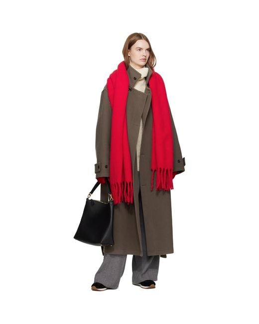 Totême Red Fuzzy Scarf