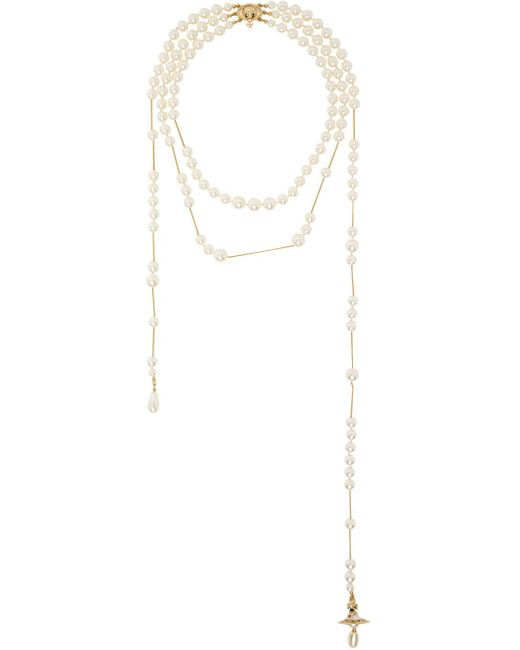 Vivienne Westwood Black White Broken Pearl Necklace