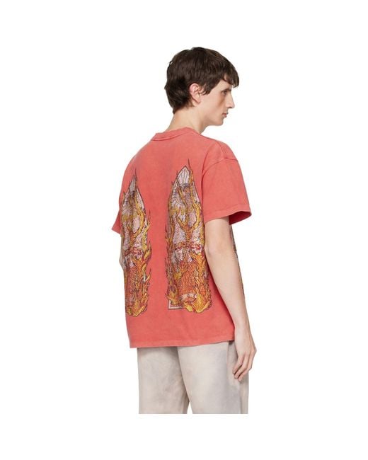 Who Decides War Red Rhinestone Flame Glass T-Shirt for men