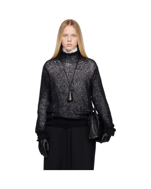Yohji Yamamoto Black Summer Knit High Neck Sweater