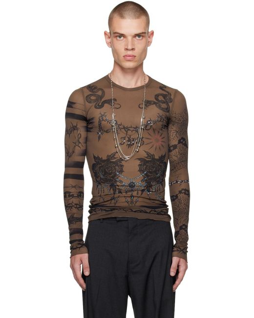 Jean Paul Gaultier Black Brown Knwls Edition Long Sleeve T-shirt for men