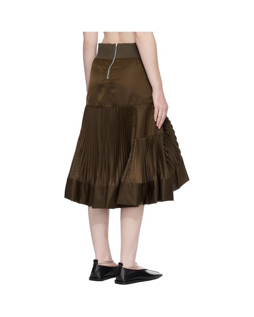 Sacai Black Nylon Twill Midi Skirt