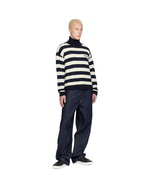 Balmain Blue Off- Mariniere Vintage Wool Turtleneck for men