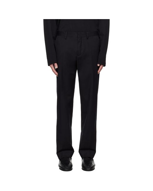 Dries Van Noten Black Button Tab Trousers for men