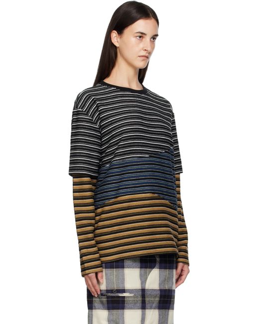 ANDERSSON BELL Black Stripe Layered T-Shirt