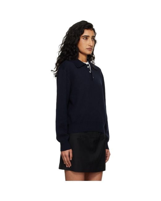DUNST Blue Cashmere Collared Polo