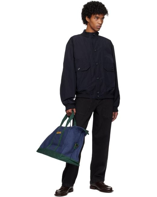 Palmes Blue Rib Collar Jacket for men