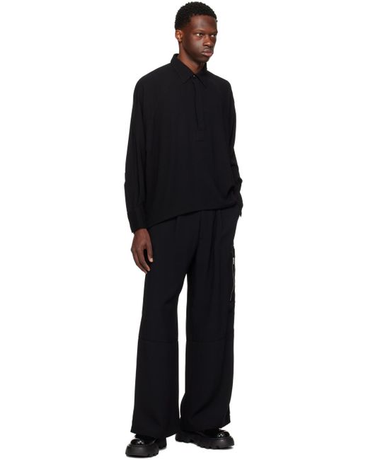 AMI Black Pleated Cargo Pants for men