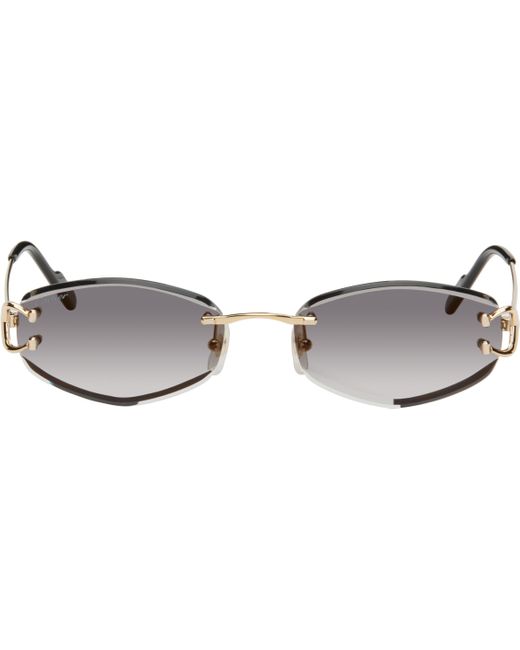メンズ Cartier ゴールド Signature C メタル ジオメトリック サングラス Black