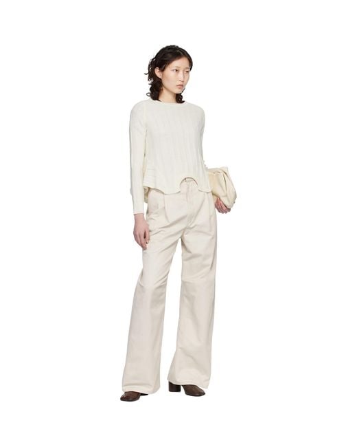 MM6 by Maison Margiela Natural Off- Upside Down Sweater