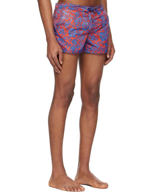 ERL Red Printed Nylon Swim Shorts for men