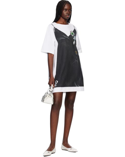 MARC JACOBS Tシャツ ワンピース トロンプルイユ Marc Jacobs ホワイト＆ブラック トロンプルイユ Tシャツ ミニ