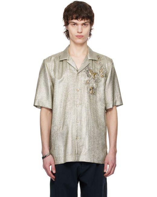 メンズ Dries Van Noten シルバー アップリケ シャツ Black