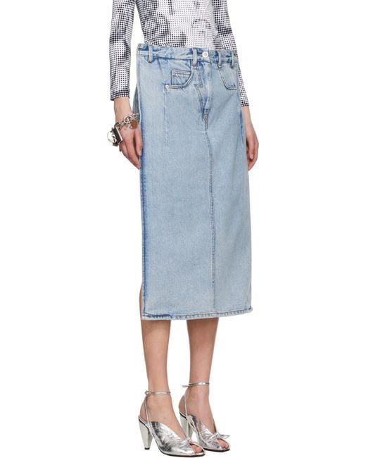 Pushbutton Black Back Panty Square Denim Midi Skirt